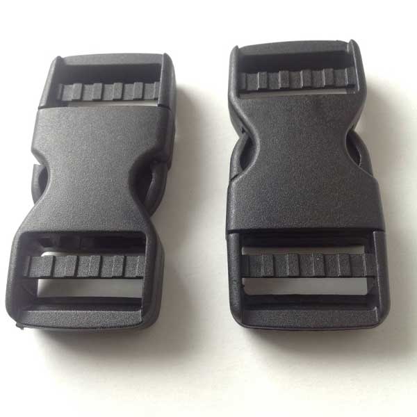 Sturdy 25mm Black Plastic Dual Adjust Side Release Buckles