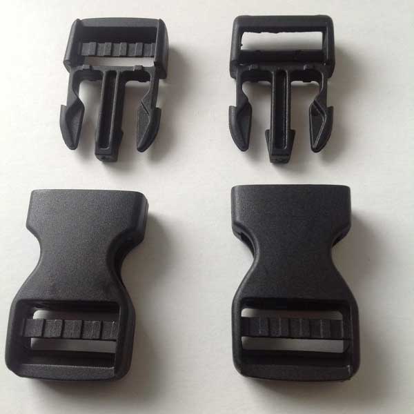 Sturdy 25mm Black Plastic Dual Adjust Side Release Buckles