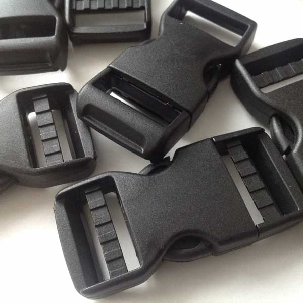 Sturdy 25mm Black Plastic Dual Adjust Side Release Buckles