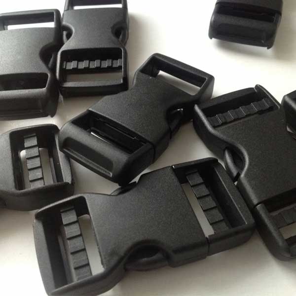 Sturdy 25mm Black Plastic Dual Adjust Side Release Buckles