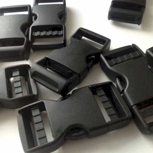 Sturdy 25mm Black Plastic Dual Adjust Side Release Buckles