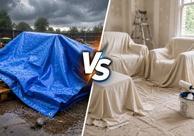 Tarpaulin vs dust sheets comparison indoor outdoor cover